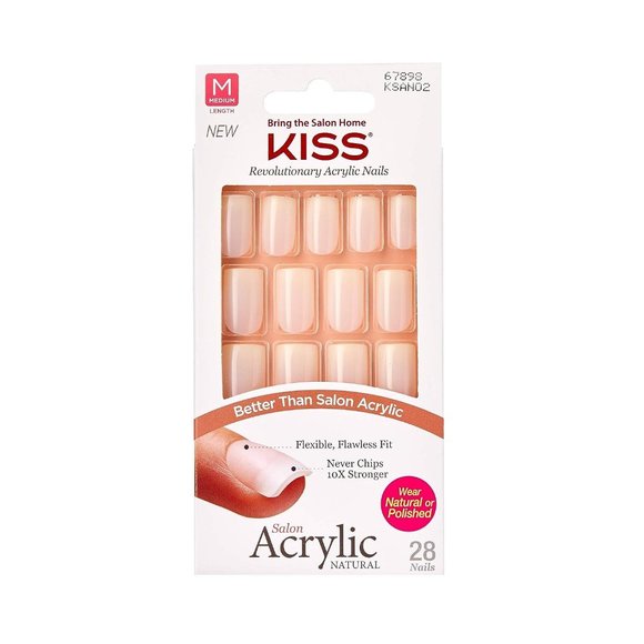 KISS Salon Acrylic Natural Nails, “Euphoria”, Medium Length, Ultra-Smooth Finish - Picture 1 of 5